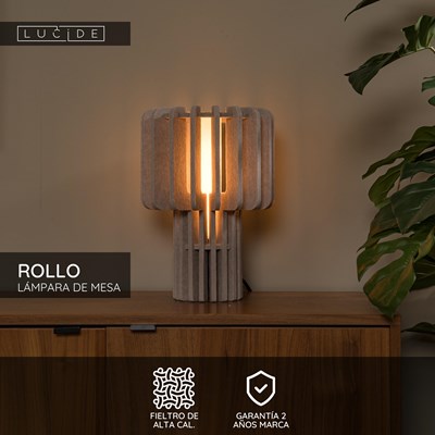 Lucide ROLLO - Lámpara de mesa - 1xE27 - Taupe